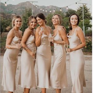 Verona Cowl Dress - Champaign Luxe Satin